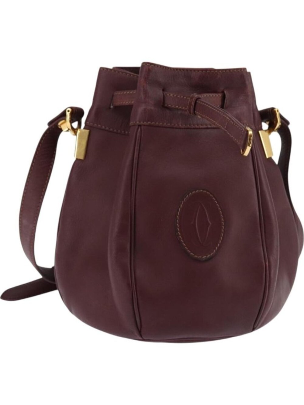 CARTIER Must Line Shoulder Bag Leather Bordeaux Gold